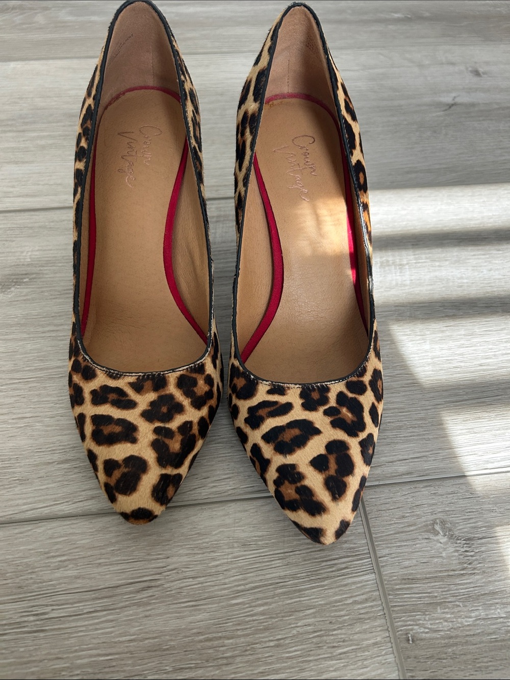 Crown Vintage Leopard Print Pointed Toe Heels - Black & Brown